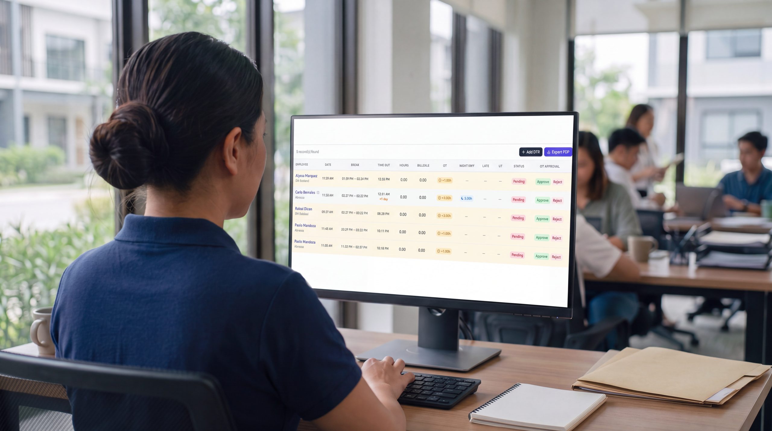 Approving an overtime request in Payroll Eagle